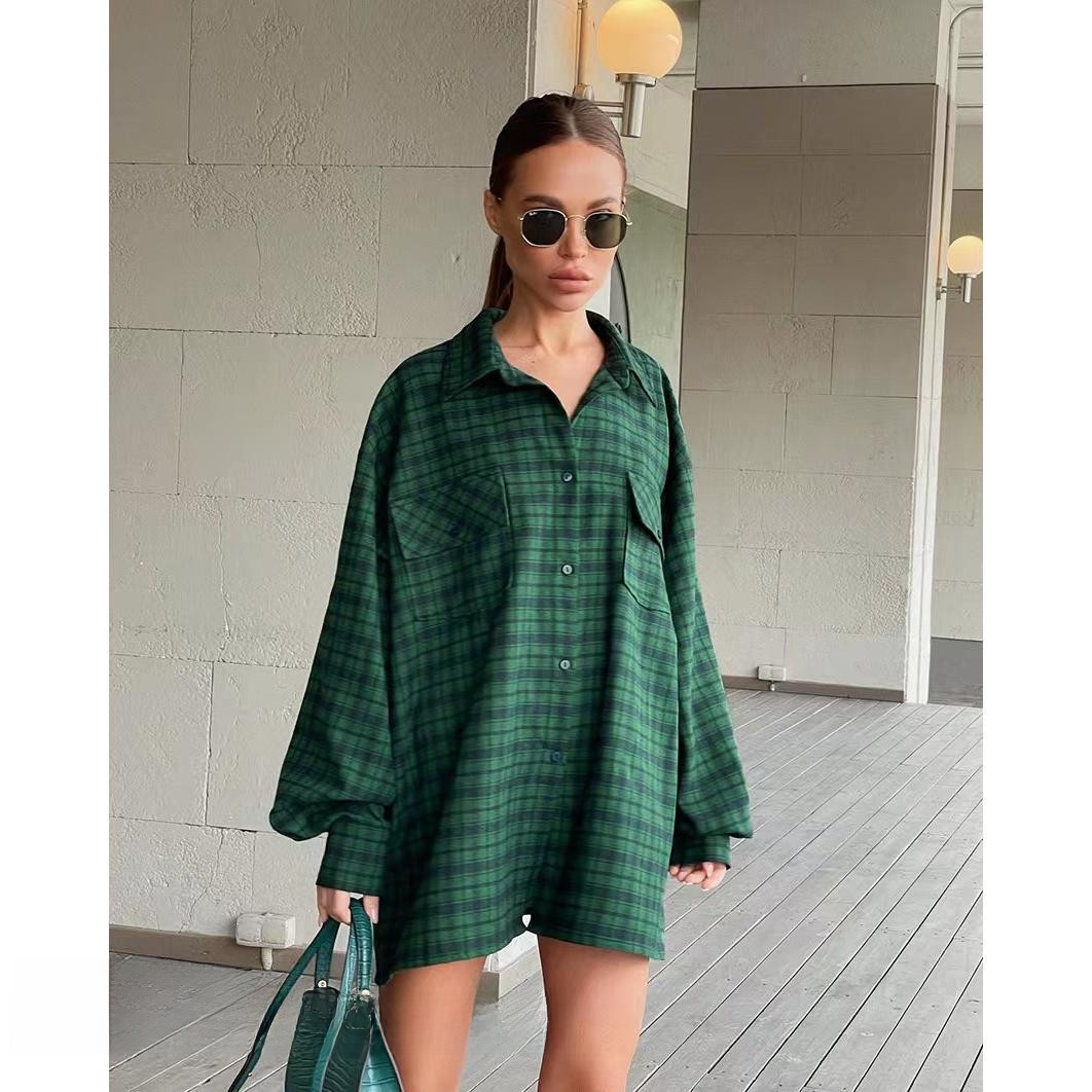 Vintage Collectible Buttons - Loose Vintage Plaid Shirt Midi Length