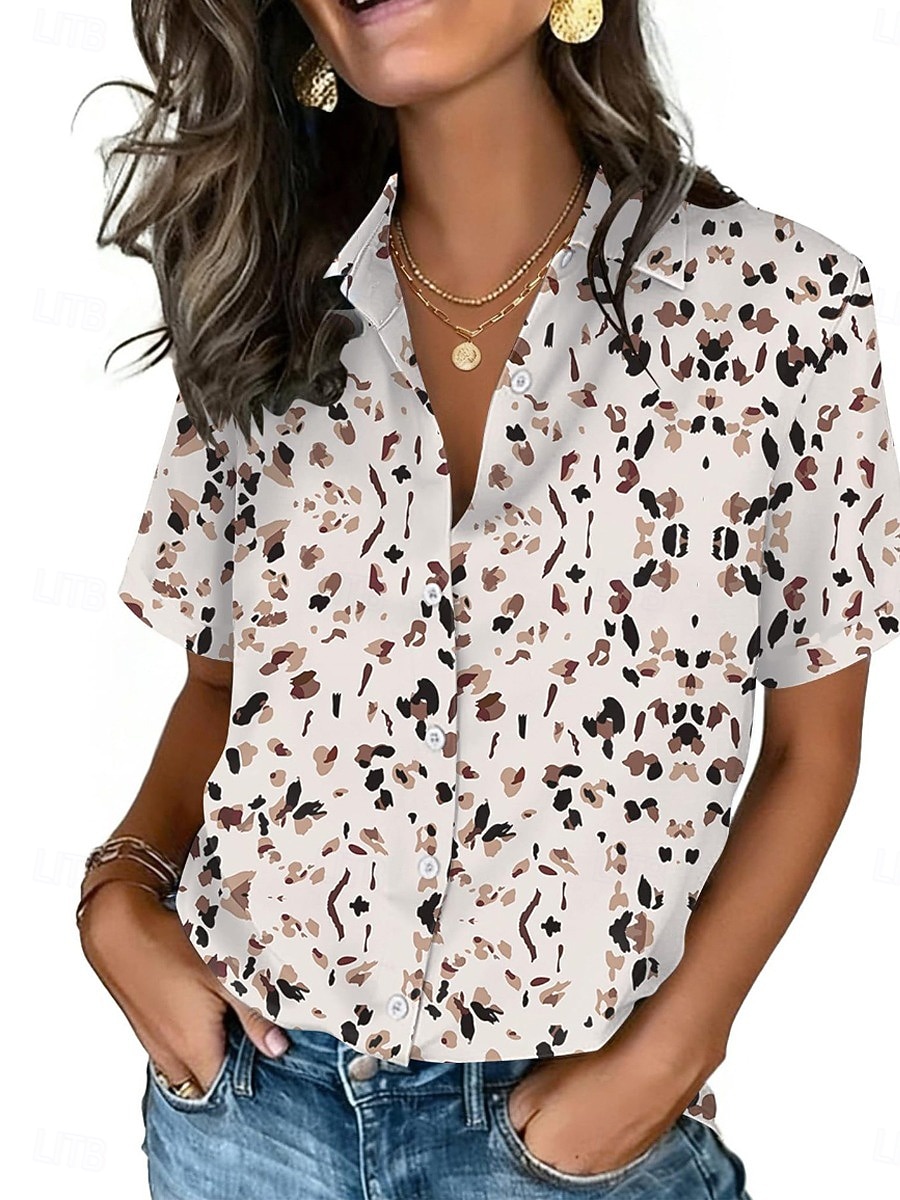 Women's Dot Print Lapel Shirt  – Vintage Collectible Buttons Bewertung und Preis
