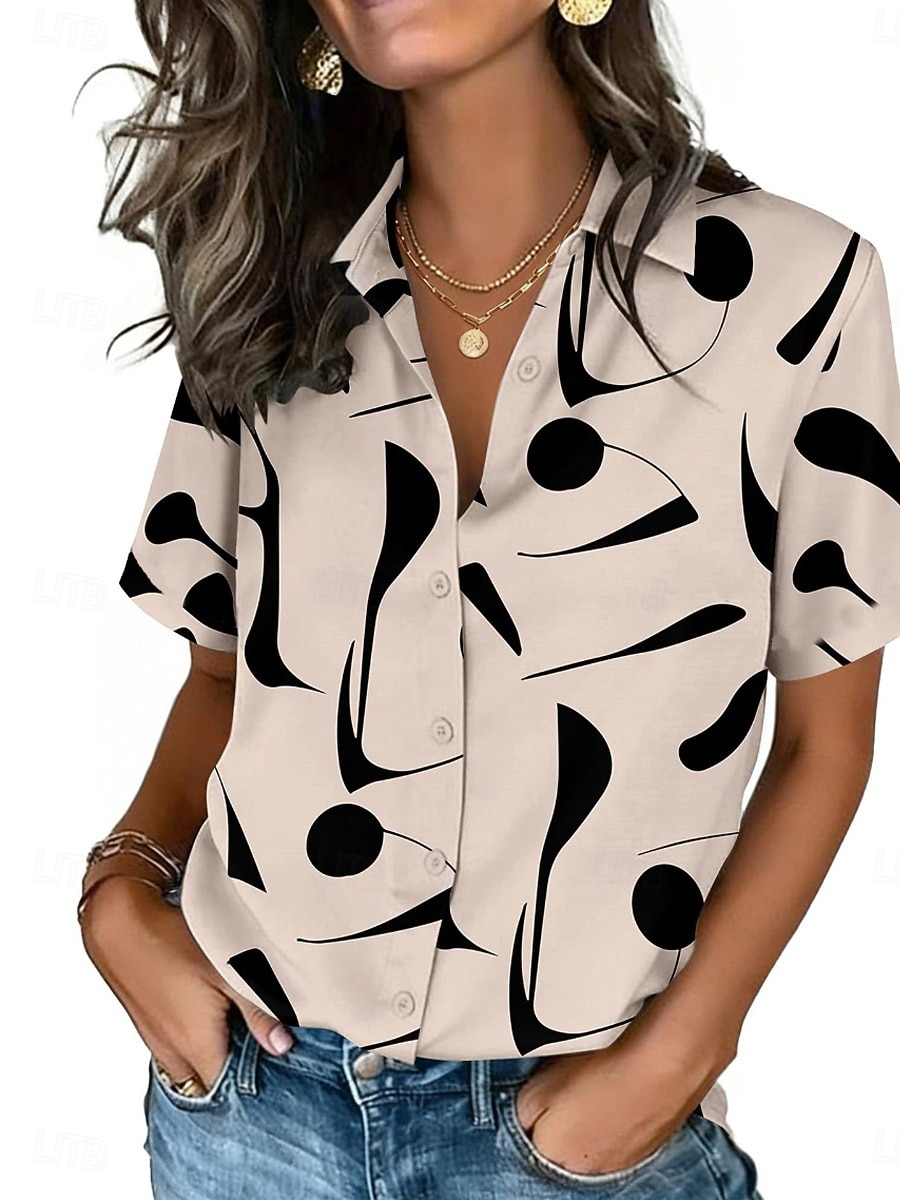 Women's Dot Print Lapel Shirt  – Vintage Collectible Buttons Bewertung und Preis