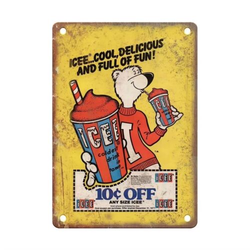 Y1,Vintage ICEE Tin Sign Man C – Vintage Collectible Bears Bewertung und Preis